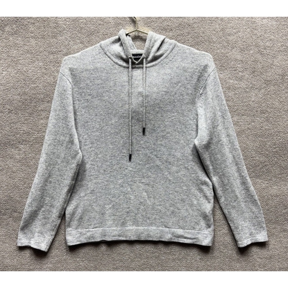 NAADAM 100% Cashmere Hoodie Sweater Women's‎ Size Medium Gray Pullover Hoody EUC